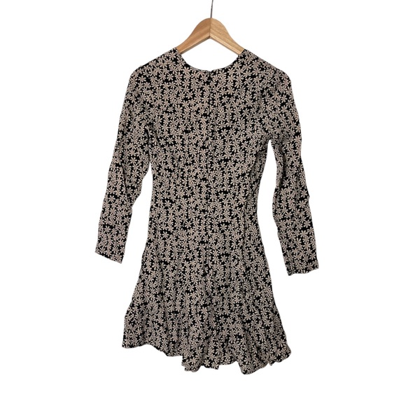 Reformation Black and Cream Floral Long Sleeve Dress - Picture 3 of 4